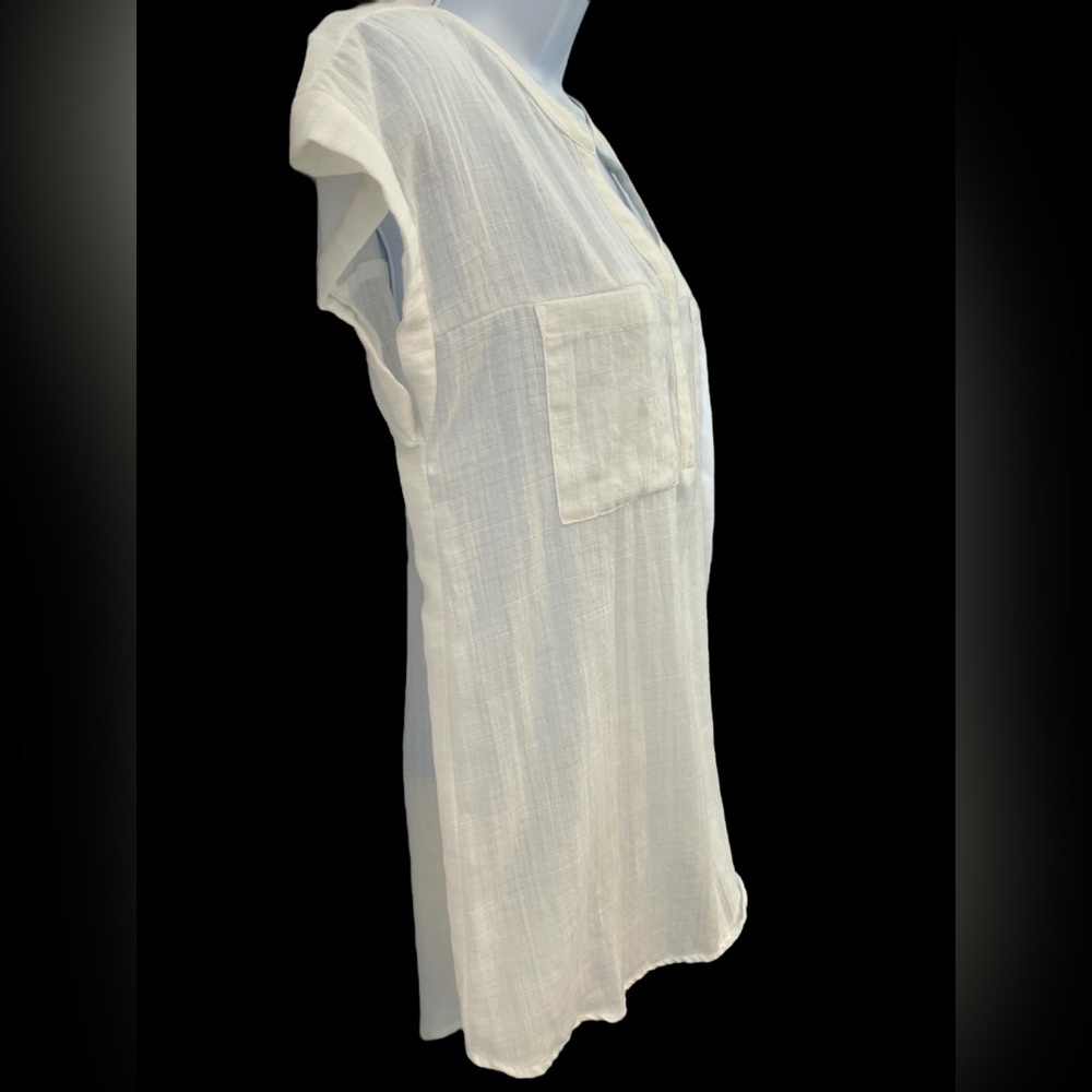 π NWT π€ DOE & RAE White Gauze V-Neck Top | Short Sleeve | Womenβs Small - Picture 4 of 10